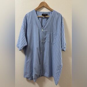 Men's State o Maine 2XLT Sleepshirt Short Sleeve Blue Pinstripe Button Down